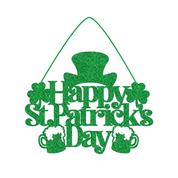 St. Patrick's Day Shamrock Sign Wooden Hanging Decor Farmhouse Rustic Door Decoration St. Patrick's Day Wreath Sign with Bow Ornament for Irish Home Indoor Holiday Outdoor Farmhouse Window