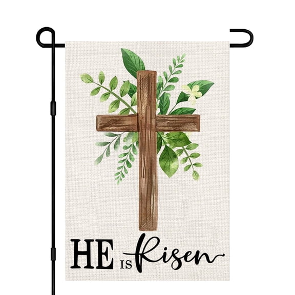 12x18 Inch Double Sided Religious Garden Flag, He is Risen Easter Christian Burlap Yard Outdoor Decoration