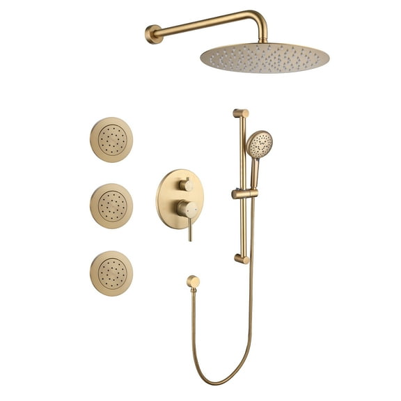 Shower Combo Set with 3 PCS of Body Jets, Complete Shower System with Rough-in Valve