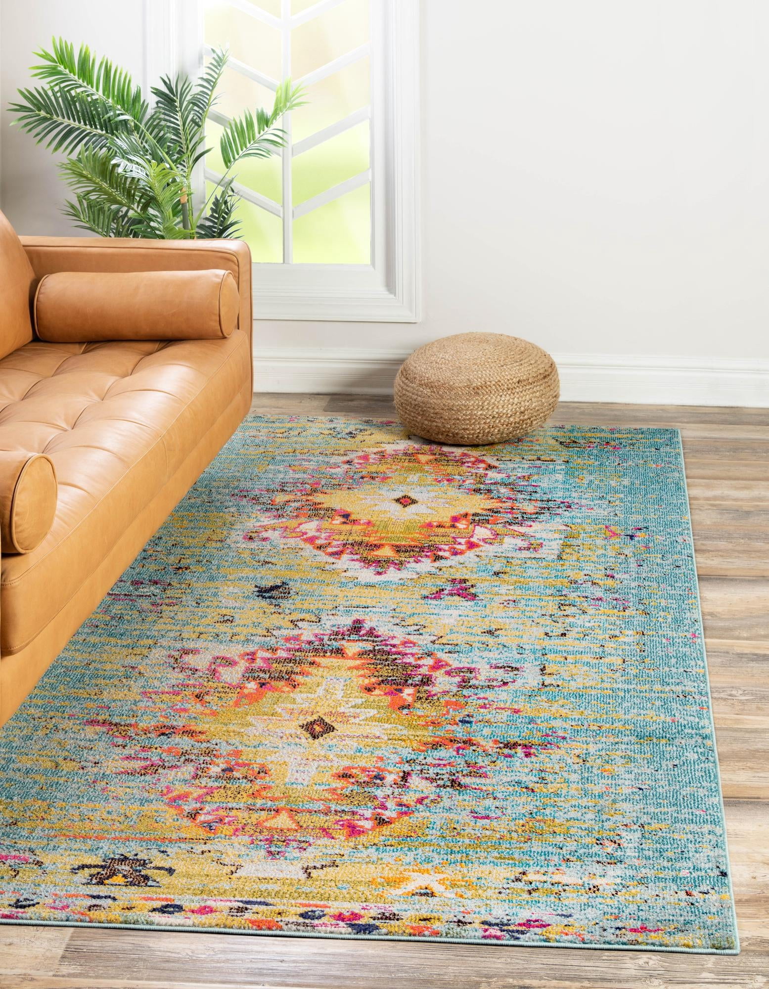 Rugs.com Carnevale Collection Rug – 8' x 10' Turquoise Medium Rug ...