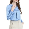 thumbnail image 1 of Camisa de oficina elegante de manga larga con cuello atado para mujer INSPIRE CHIC, XS, azul claro, 1 of 8