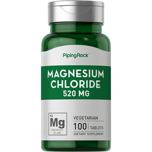 Magnesium Chloride 520mg | 100 Tablet Capsules | Supplement for Men and Women | by Piping Rock