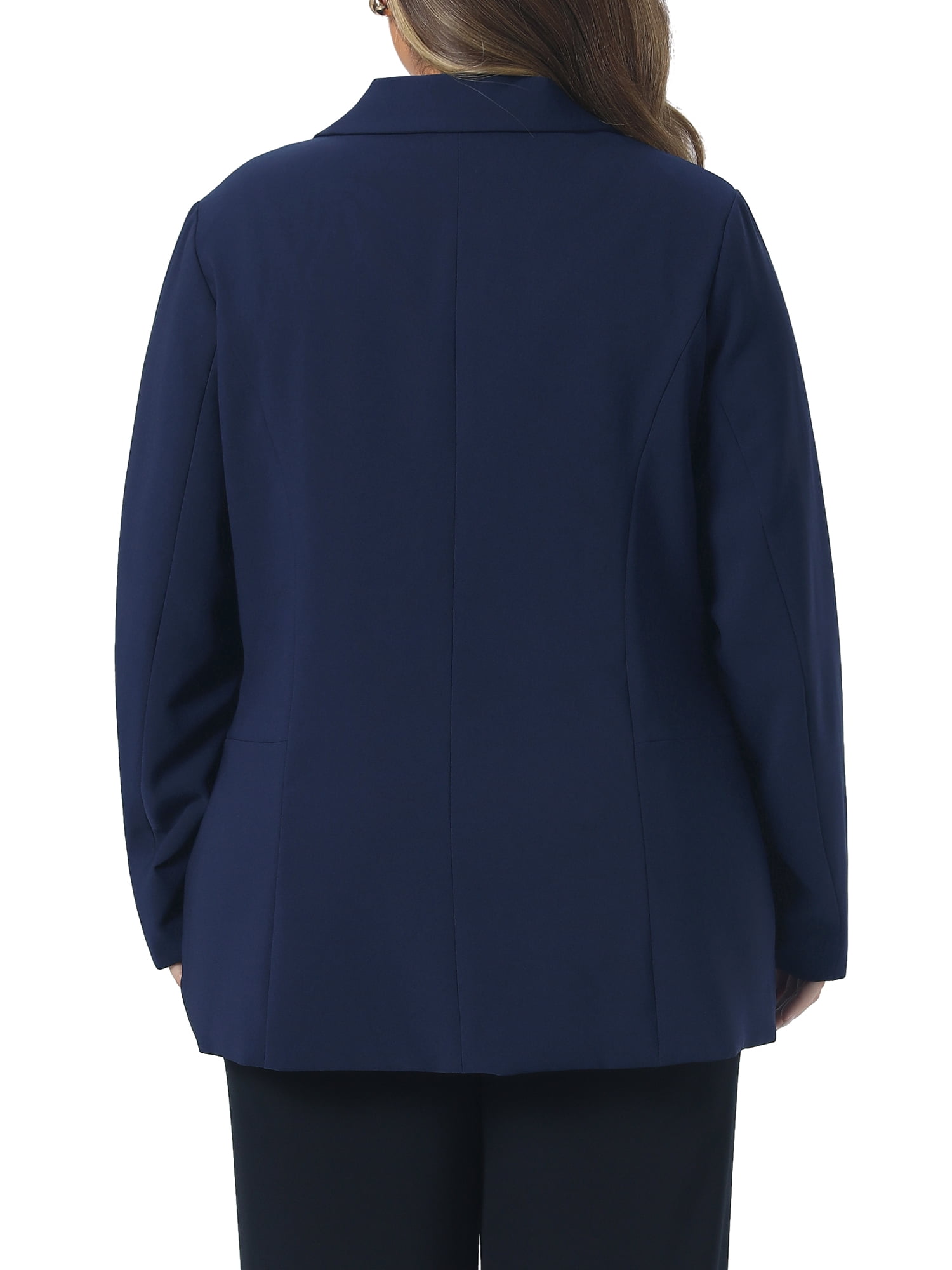 DARING DIVA Women's Plus Lapel Button Work Office Business Suit Jacket 4X Navy Blue