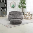 thumbnail image 4 of Bean Bag Chair with Footstool for Kids Adults, Comfort Faux Fur Lazy Sofa with Backrest, Durable High Back Lounger Single Chair for Living Room, Gray, 4 of 8
