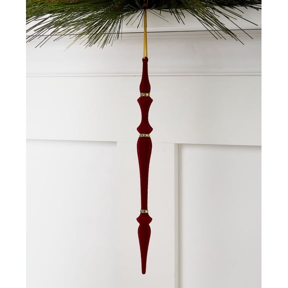 Holiday Lane Evergreen Dreams, Burgundy Flocked Icicle Ornament