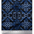 thumbnail image 1 of Soimoi Black Cotton Duck Fabric Filigree Damask Fabric Prints By Yard 42 Inch Wide, 1 of 3