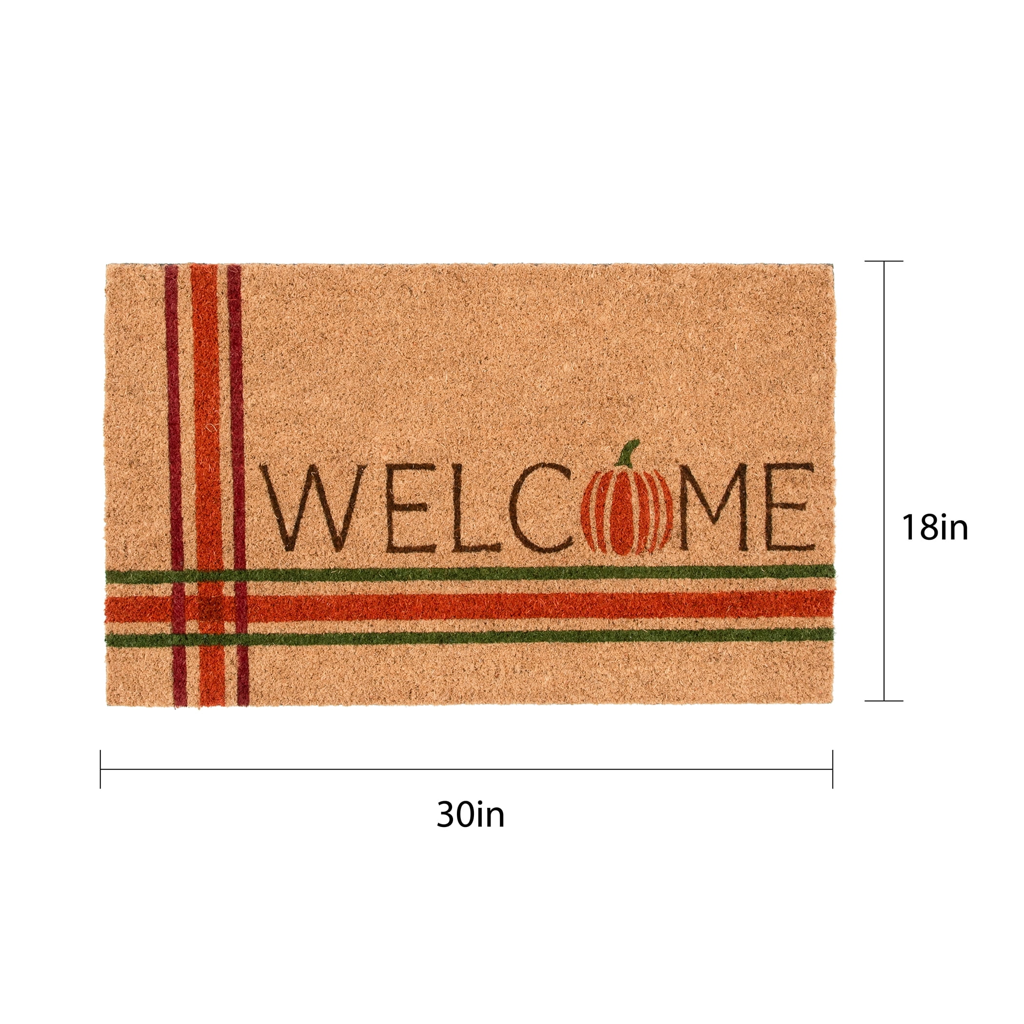 Way To Celebrate Plaid Pumpkin Welcome Coir Outdoor Mat, 18"x30"