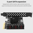 thumbnail image 5 of Tarjeta de expansión PCIE 4X de TISHRIC a 6 puertos SATA 3.0 de 6 Gbps, controlador divisor PCIe, tarjeta adicional PCI-Express 4x 8x 16x para HDD SSD, 5 of 5