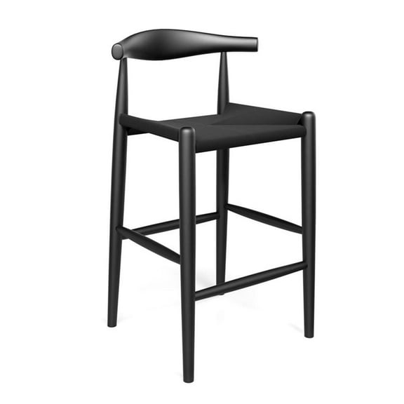 Pemberly Row Contemporary Papercord Bar Height Stool in Black