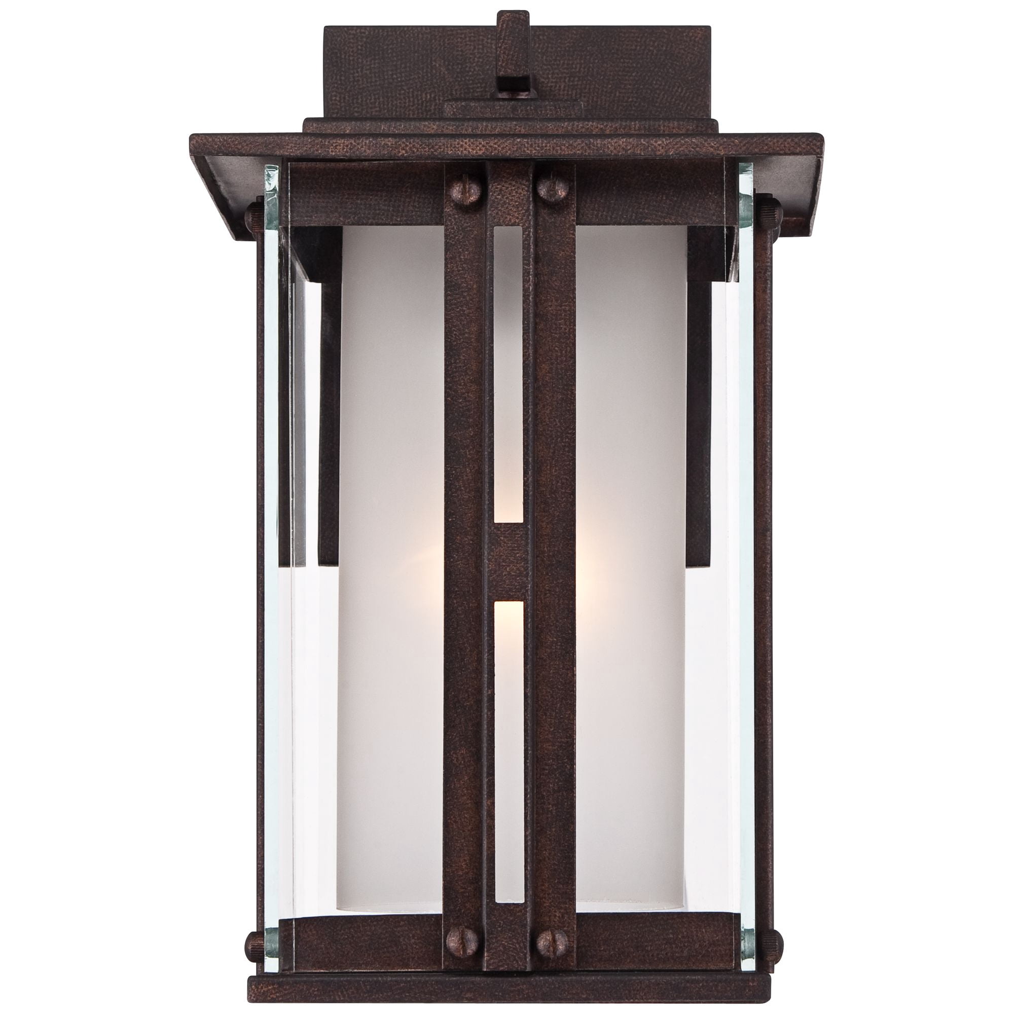 Franklin Iron Works Fallbrook Collection Rustic Farmhouse Outdoor Wall Light Fixtures Set of 2 Bronze 11 3/4" Clear Frosted Double Glass for Exterior