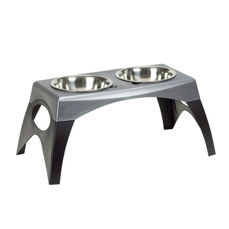 UPC: 0879213000301 | Coastal Pet Maslow Elevated Feeder – Raised Dog Cat and Pet Food Bowls – Removable Stainless Steel Bowls – Grey/Black – X-Large (Single Pack)