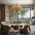thumbnail image 3 of Brazilian Mod Oak Pendant Light , Cotton Rope Shade , Modernism , hanging lights for bedroom , pendant lights for dining room , living room chandlier, 3 of 13