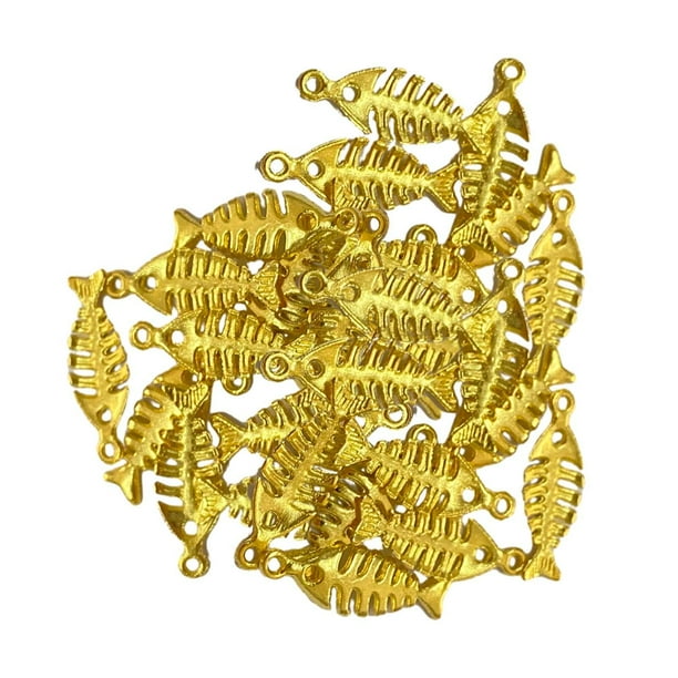 50 Pieces Fish Skeleton Pendant Beads, Fish Charms, Alloy Fish Pendant ...