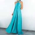 thumbnail image 2 of CIENVNSTG Midi Dresses for Women Satin Sexy Evening Dress Solid Blue Elegant Robe Festival Party Dresses Fashion Sleeveless Shift Dress Blue S, 2 of 5