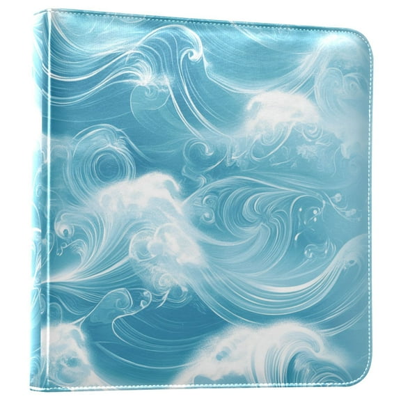 Blue Swirling Waves Large Photo Album Self Adhesive 20 Blank Pages for Family Wedding Anniversary Baby Vacation