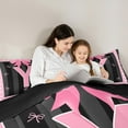 thumbnail image 4 of Manfei Initial Letter Y Bedding Twin Size,Cute Bowtie Comforter Sets with Sheets,Pink Black Bedding Sets Twin Size For Girls,Breathable Bedroom Decoration Reversible,7pcs, 4 of 7