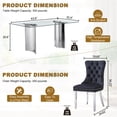 thumbnail image 6 of 5-Piece Dining Table Set, 63" Rectangular Tempered Glass Table & 4 Button-Tufted Velvet Chairs with Stainless Steel Legs, Dining Set for Kitchen, Office, 6 of 8