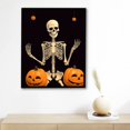 thumbnail image 4 of JRXY Prints Wall Art Funny Skull Skeleton with Pumpkins Halloween Theme Giclee Modern Canvas Printing Artwork 12x16 Inch Wood Framed Wall Picture for Living Room Decor 16x20in, 4 of 4