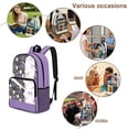 thumbnail image 4 of FKELYI Daisy Floral Purple Bow Print Clear Backpack for Elementary Student See Through School Bookbag 17 Inch Transprent Schoolbag Travel Bags Casual Daypack for Teens, 4 of 7