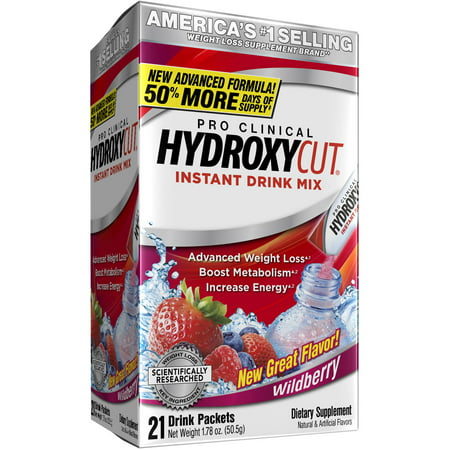 Hydroxycut clinique Pro Poids supplément perte Wildberry boisson instantanée Mix Packets, 21 count, 1,7 oz