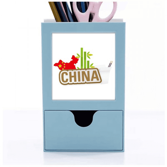 China Map Brown China Town Desk Supplies Organizer Pen Holder Card
