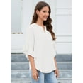 thumbnail image 6 of Chiclily Women Dressy Tops Summer Casual V-Neck Blouse Flowy 3/4 Ruffle Sleeve Top for Women, US Size XL in White, 6 of 8