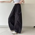 thumbnail image 7 of LYHaoo Cargo Pants For Girls Casual High Waisted Loose Fit Pockets Kid Cargo Casual Streetwear Pants For Kids Girls Hiking Cargo Pants(Black), 7 of 7