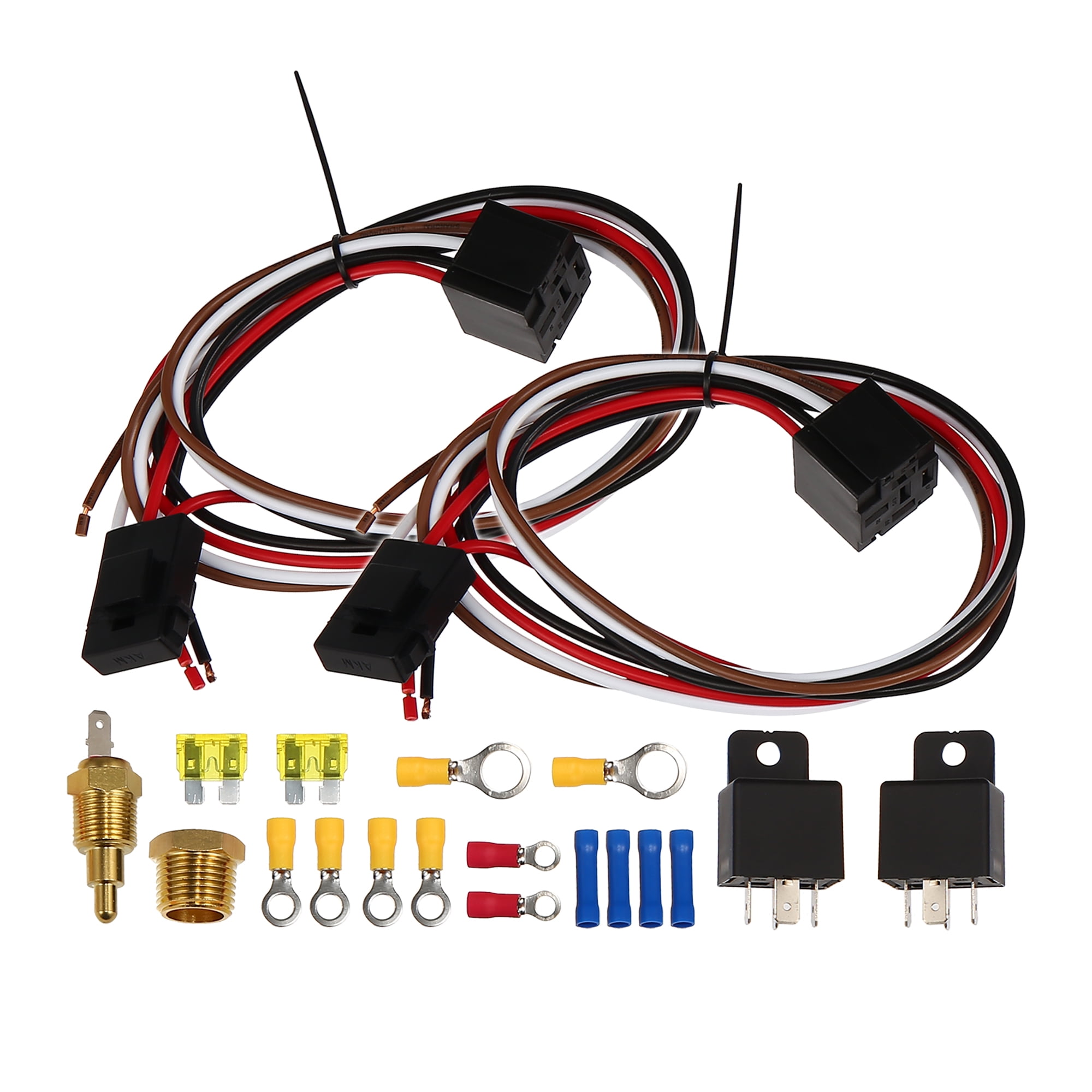 175°-185° Thermostat Dual Electric Cooling Fan Wiring Relay Sensor Kit 40Amp 12V - Foto 4