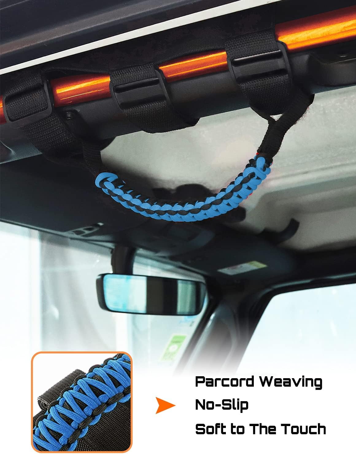 4 x Roll Bar Grab Handles Grip Handle for Jeep Wrangler CJ YJ TJ JK JL & Gladiator JT 1955-2023, Interior Accessories, Blue