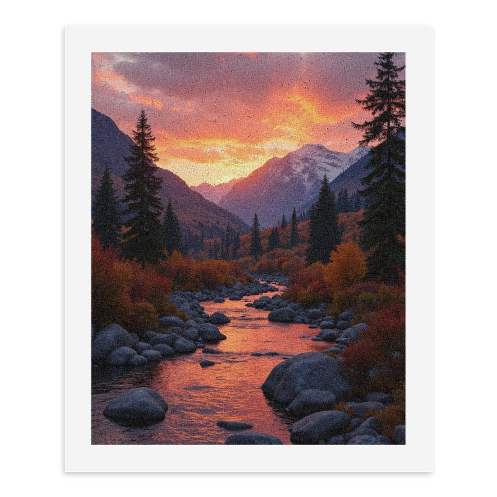Paint By Numbers Kit for Adults Beginner - Sunset Mountain River Autumn Scene DIY Canvas Painting Kits for Adults, Frameless Paint By Number for Adults for Home Wall Decor 16x20 Inch