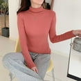 thumbnail image 4 of Qulqfy Long Sleeve Tops for Women Red Turtleneck Fleece Lined Undershirt Thermal Fitted Shirts for Women, 4 of 8