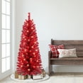 thumbnail image 2 of 4.5 ft Pre-lit Red Tinsel Tree 160 Tips 70 UL Clear Incandescent Lights, 2 of 2