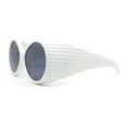 thumbnail image 3 of Womens Exaggerated Vintage Round Windbreak Goggle Style Wrap Sunglasses White - Black, 3 of 4