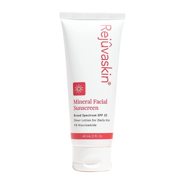Rejuvaskin Protector solar facial mineral de amplio espectro SPF 32 para pieles sensibles y propensas al acné sin aceite 3,38 fl oz/3.4 fl oz