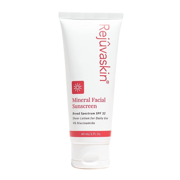 Rejuvaskin Protector solar facial mineral de amplio espectro SPF 32 para pieles sensibles y propensas al acné sin aceite 3,38 fl oz/3.4 fl oz