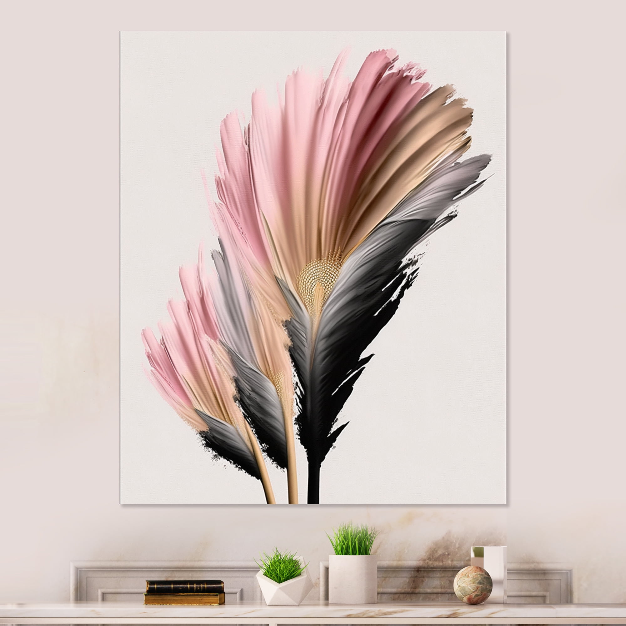 Designart Pink And Beige Gerbera Hyperrealistic Flowers II Canvas Wall Art