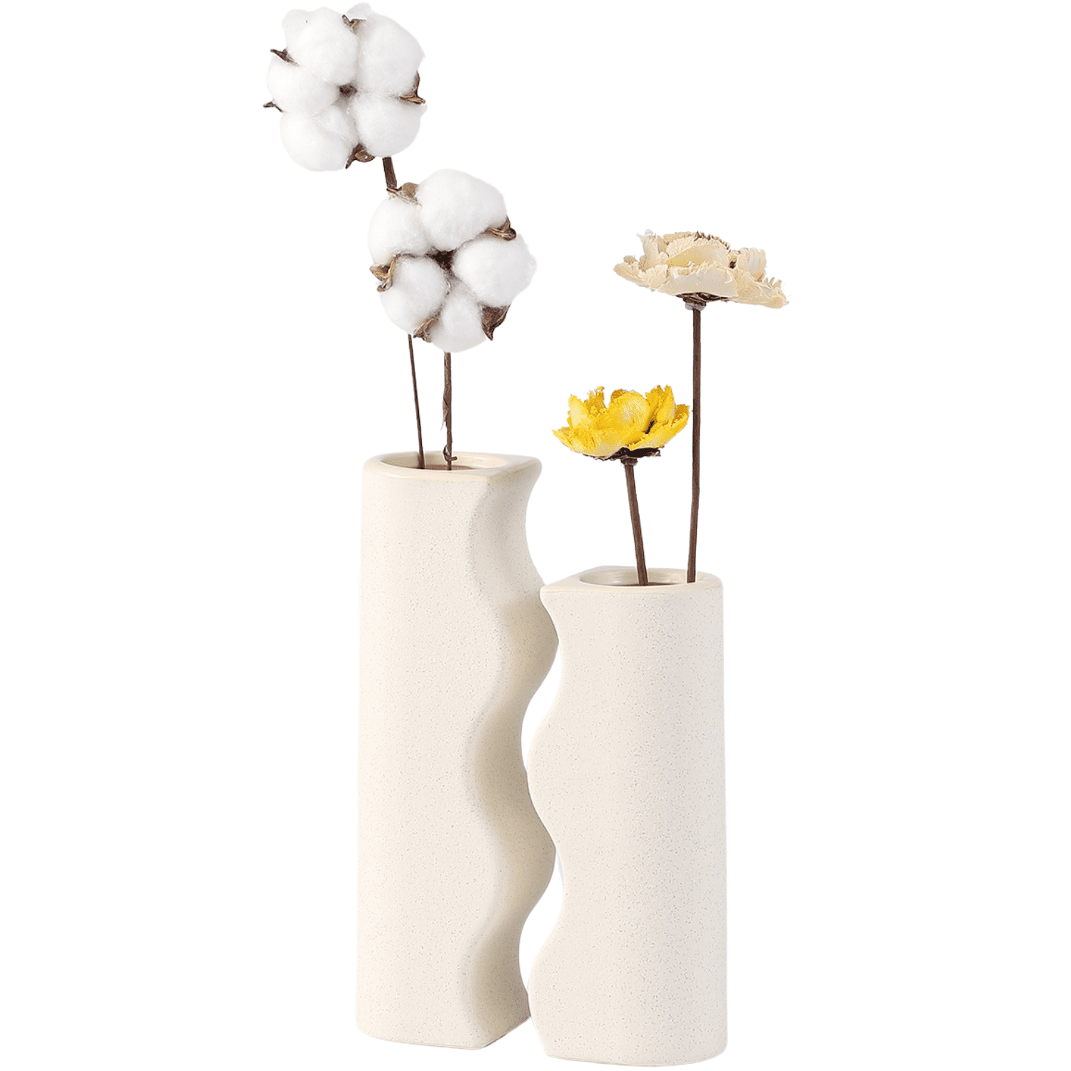 PORPAN White Ceramic Vases, Set of 2 Vases, Boho Vases, Decorative