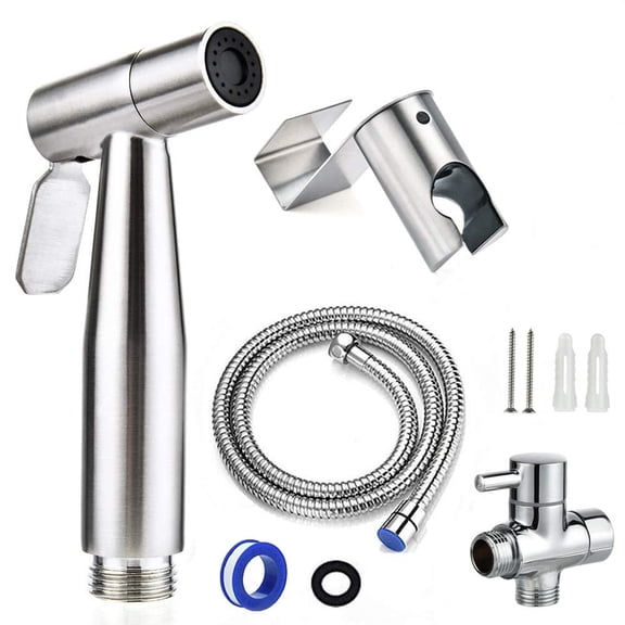 Handheld Bidet Sprayer for Toilet – 7/8" Stainless Steel Diaper Sprayer Kit w/ 48" Hose & Adjustable Pressure Valve, Bathroom Baby Cloth Wash, Pet Shower, Easy Install