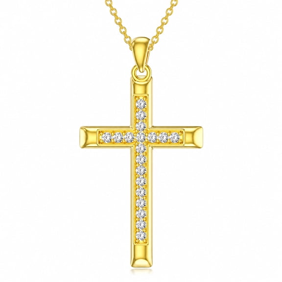 Taioiat Cross Necklace for Women 14K Gold Plated Cross Pendant with Pave Cubic Zirconia Religious Christian Jewelry Faith Gift for Her