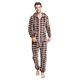thumbnail image 4 of Pijama de una pieza con capucha de cuadros de franela para hombre Pompotops oipoqjl29390, 4 of 8