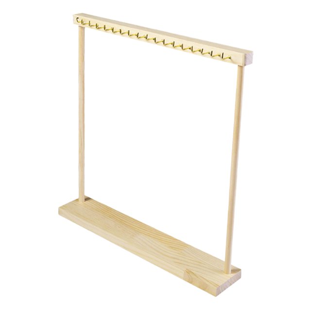 Soporte para collares con ganchos para colgar, base de madera antideslizante, expositor de joyas, 18 ganchos
