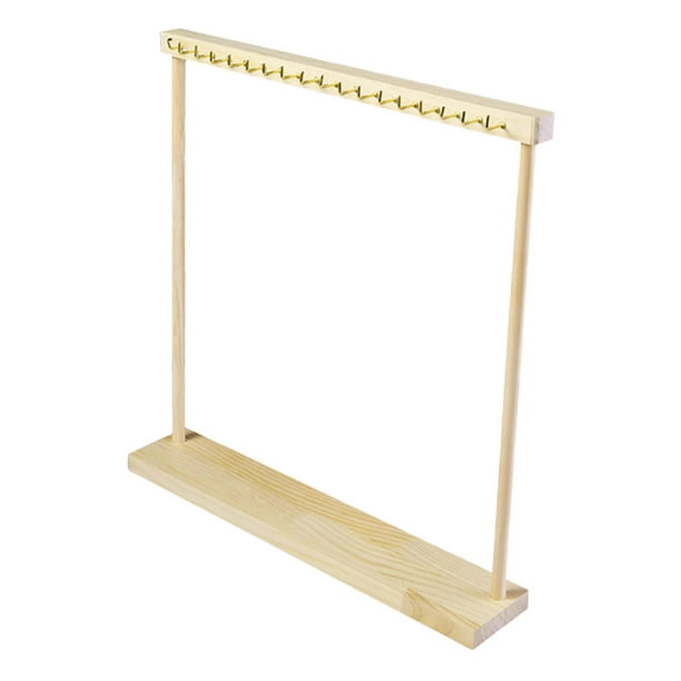 Expositor de collares, expositor de joyas, base de madera antideslizante, colgador de collares 18 ganchos