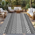 thumbnail image 2 of Grey Black Boho Outdoor Rug for Patio/Deck/Porch, Non-Slip Large Area Rug 6 x 9 Ft, Vintage Ethnic Tribe Abstract Art Indoor Outdoor Rugs Washable Area Rugs, Reversible Camping Rug Carpet Runner, 2 of 8