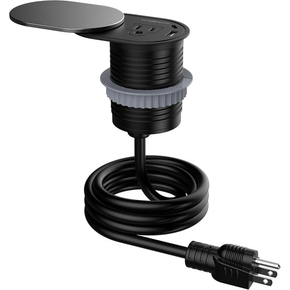 Link2Home Grommet Socket, 1 Outlet & USB Port, Stainless Steel