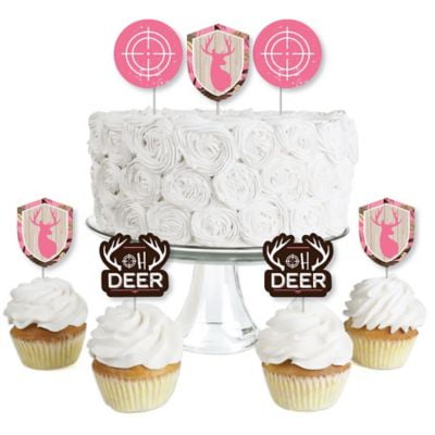 Pink Gone Hunting Dessert Cupcake Toppers Deer Hunting Girl