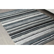 5x7' Area Rug for Living Room - Grey & Black Indoor Non-Slip Eco-friendly 100% Recycled Cotton Chindi Rug (60 X 84")