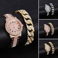 thumbnail image 1 of enjoywould 2pcs / Set Montre Bracelet Kit Cadran Rond Pointeur Affichage Précis Réglable Confortable Décoration Cadeau Femmes Complet Strass Bracelet Montre à Quartz pour Fête, 1 of 5