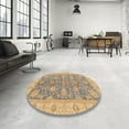 thumbnail image 4 of Ahgly Company Machine Washable Indoor Round Abstract Tiger Orange Brown Area Rugs, 7' Round, 4 of 7