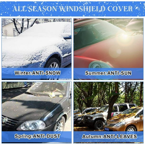 Housse de pare-brise de voiture 193 x 157 x 126 cm, 3 aimants pour une  protection hivernale contre la neige, la glace, le gel, la poussière, le  soleil, pliable et amovible 