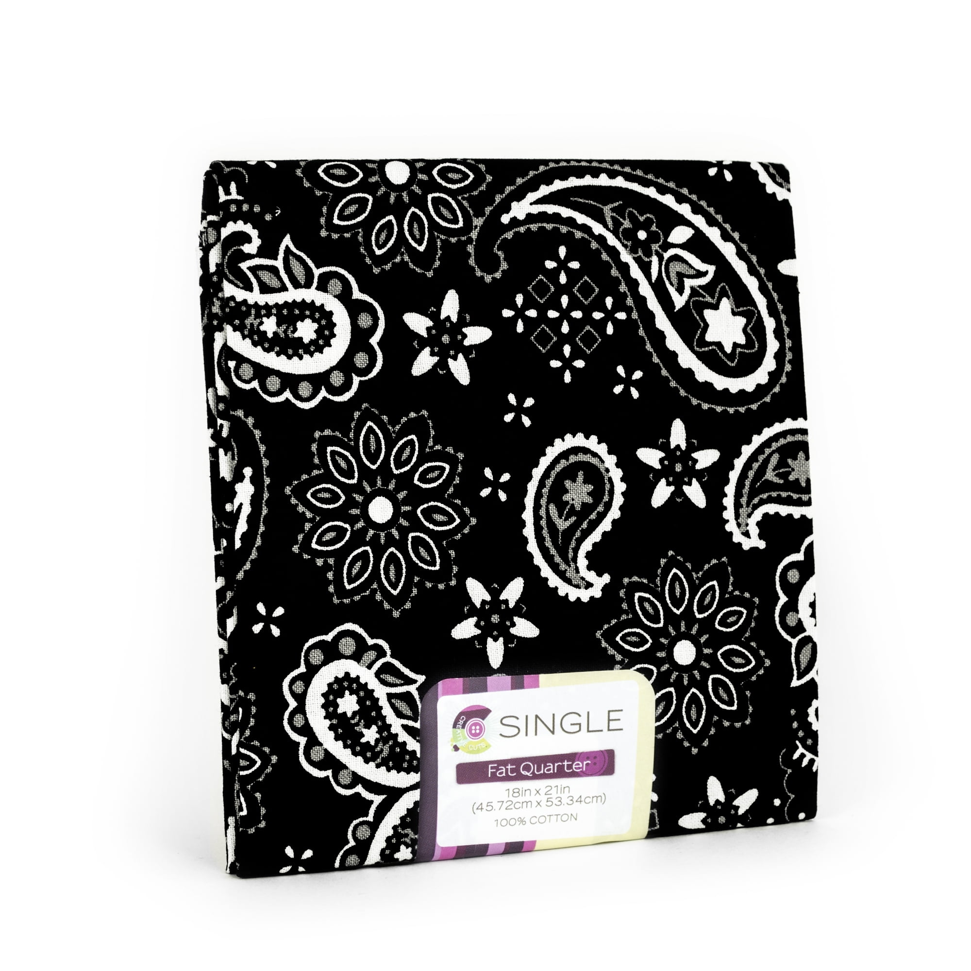 Creative Cuts Fat Quarter Cotton 18" x 21" Bandana Onyx Fabric, 1 Each